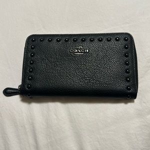 Coach black grommet wallet